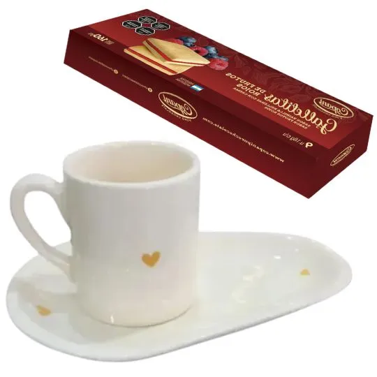 combo de ceramica taza de diseño con galletitas 